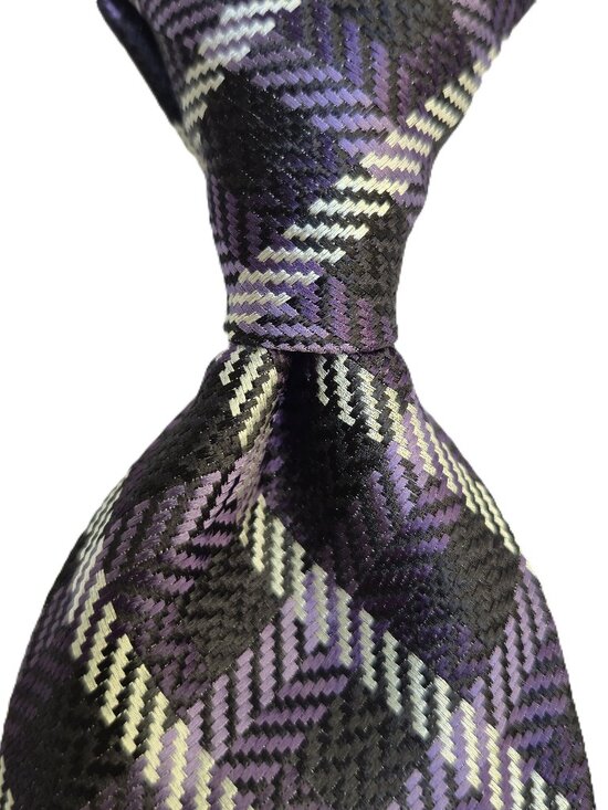 Tom Ford Other - NWT TOM FORD Purple Black White Plaid Woven Silk Tie Italy $280